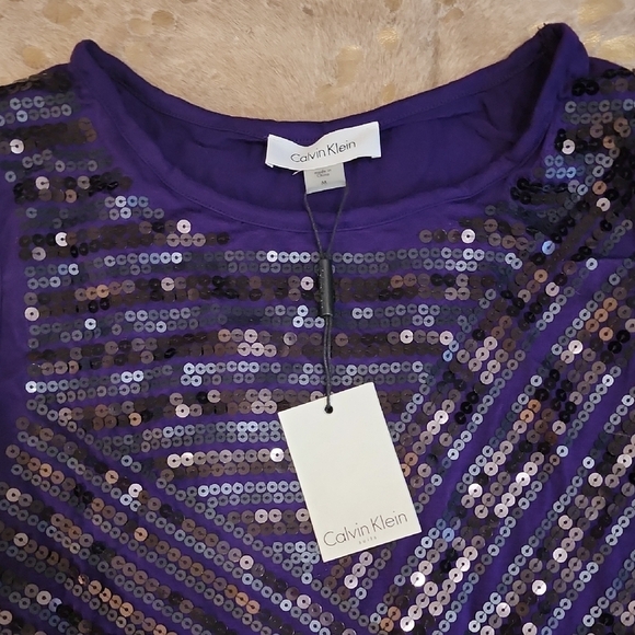 Calvin Klein Blue Sequin Fitted Tank Top - Picture 2 of 5